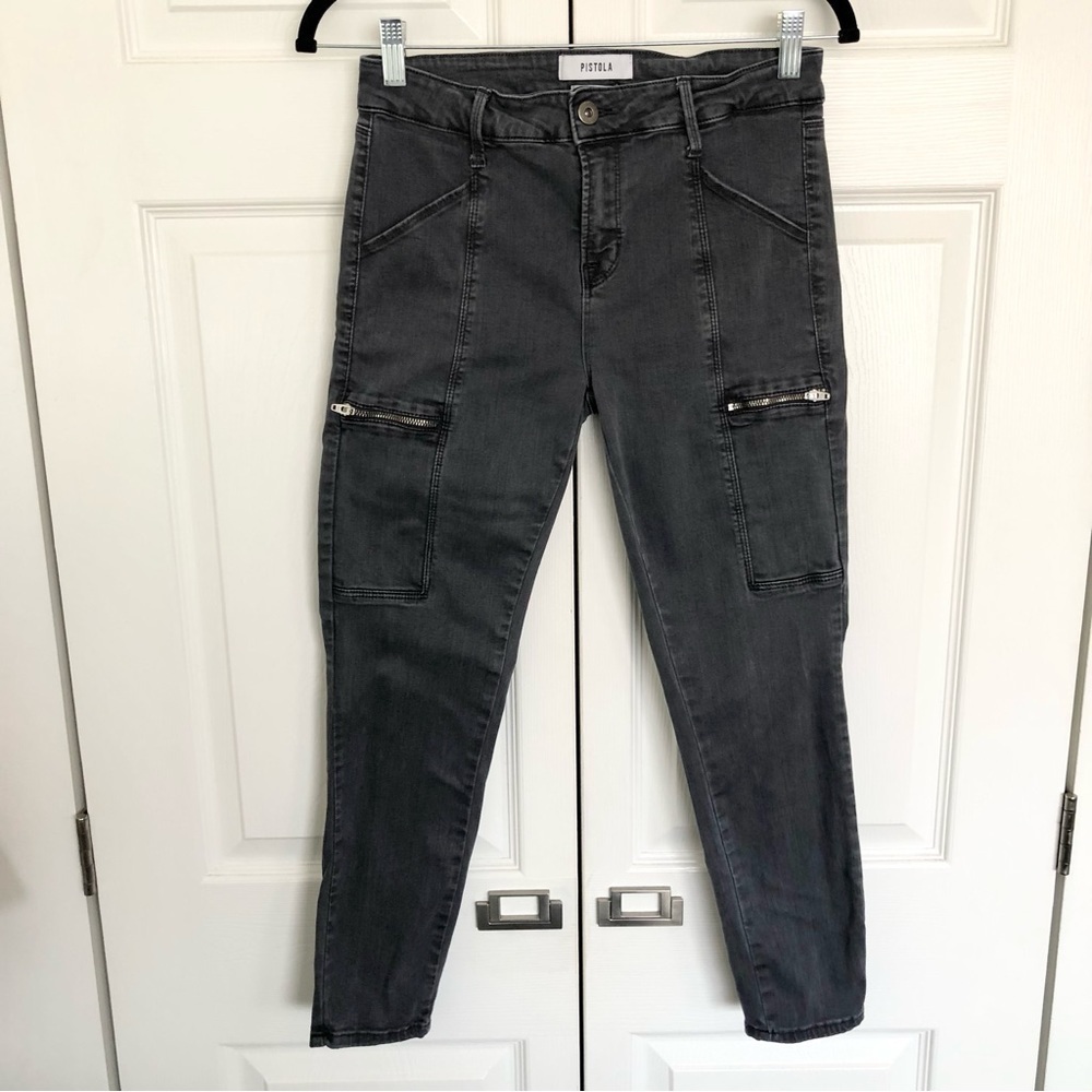 Grey Skinny Pistola Zipper Jeans Size 28
